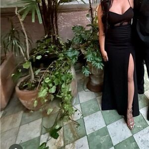Elegant Black Dress with High Slit
